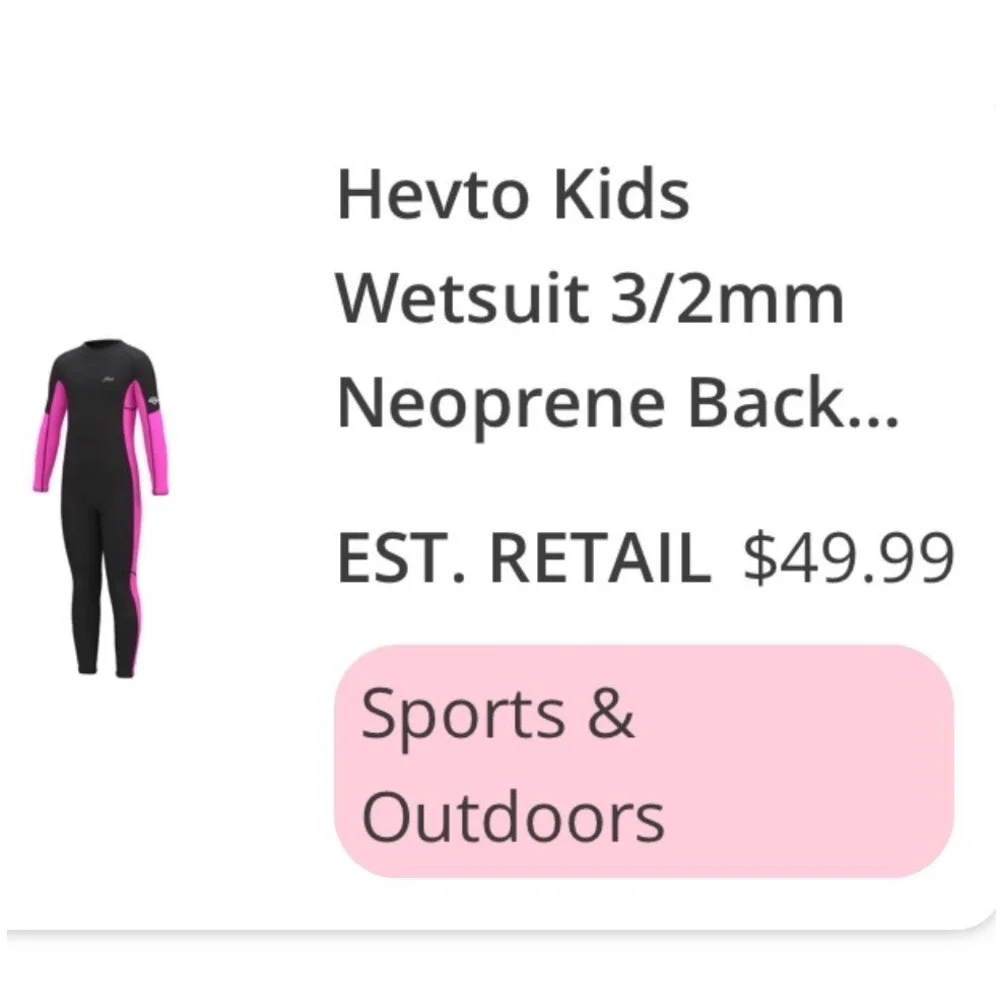 Hevto Kids Wetsuit 12 Black Pink Excellent 3/2mm Neoprene Back Zip Full Suit